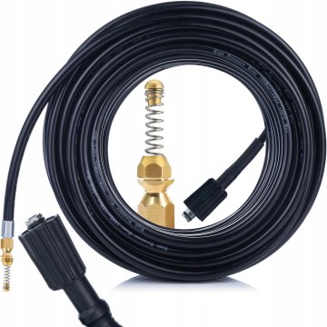 Rosfix HydroClean ProFlex 15M - 1/4" cev za čiščenje cevi 155 barov z medeninasto vzmetno šobo | Karcher K1-K7 | 529 barov maks. | 60°C