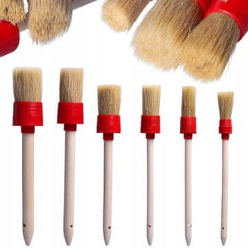 Rosfix Komplet 6 okroglih obročastih ščetk 20-45 mm z naravnimi ščetinami različnih širin