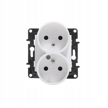 LEGRAND NILOE STEP BELA MODULNA VTIČNICA 2X Z/U VIJAČNI SPONKI 16A 250V 863132