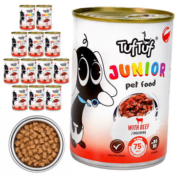 Tuff Stuff JUNIOR mokra hrana za mladičke, konzerva govedine, 12 x 415 g kosov
