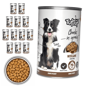 Tuff Stuff mokra hrana za pse, konzerva z jelenovino 12 x 415 g, koščki v omaki
