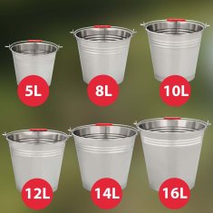 Vedro, nerjaveče jeklo, 16 l, z ročajem, konstrukcijsko, uporabno