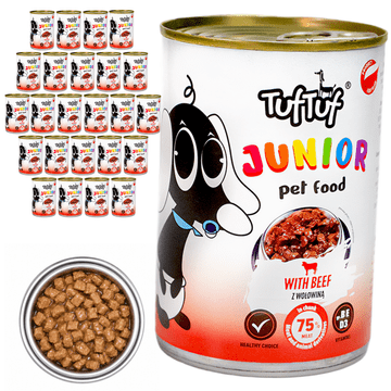 Tuff Stuff JUNIOR mokra hrana za mladičke, konzerva govedine 24 x 415 g kosov