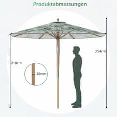 Northix Zelen vrtni senčnik 270 cm z nagibom in prezračevanjem