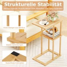 Northix Bambusov komplet stranskih mizic v obliki črke C, 2-nivojski, 40x28x65 cm