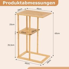Northix Bambusov komplet stranskih mizic v obliki črke C, 2-nivojski, 40x28x65 cm