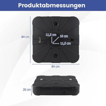 Northix Podstavek za senčnik iz HDPE s kolesi, 130 kg, polnilen, črn
