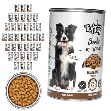 Tuff Stuff mokra hrana za pse, konzerva z jelenovino 36 x 415 g, koščki v omaki