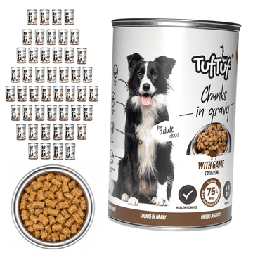 Tuff Stuff mokra hrana za pse, konzerva z jelenovino 48 x 415 g, koščki v omaki
