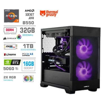 MEGA MT S7X računalnik, AMD Ryzen 7-5800X, 32GB, SSD1TB, RTX5060Ti, FreeDOS