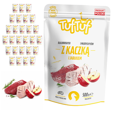 Tuff Stuff mokra hrana za pse Raca z jabolkom vrečka 30 x 500 g mesni kosilo