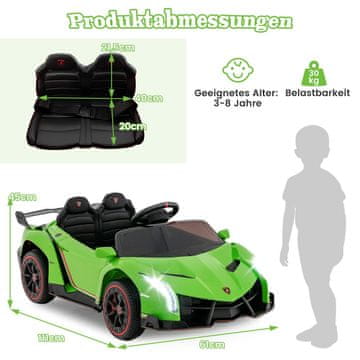 Northix Otroški električni avtomobil Lamborghini z daljinskim upravljalnikom in LED lučmi