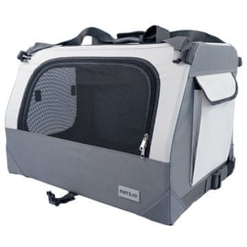 Mersjo Mersjo Outlander transportna torba za mačke in pse do 15 kg, zložljiva, 3 vhodi, siva, 40 × 60 × 40 cm