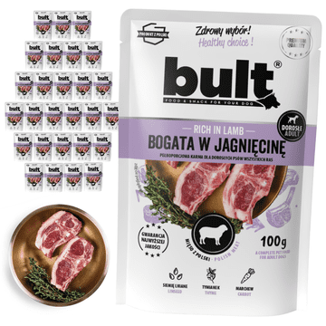 BULT mokra hrana za pse z jagnjetino, vrečka 30x100g Complete