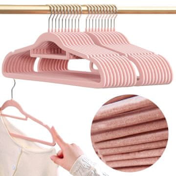 Erno Komplet žametnih obešalnikov MAGIC VELVET, 20 kosov, roza