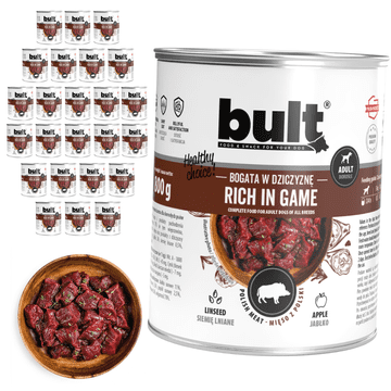 BULT mokra hrana za pse, konzerva z jelenovino 24 x 800 g