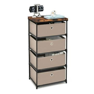 Costway Nočna omarica s 4 predali 42x33,5x84,5 cm rjava