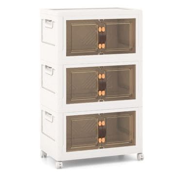 Costway Set 3 zložljivih shranjevalnih škatel z pokrovi, kolesci in vrati 49,5x31,5x86 cm