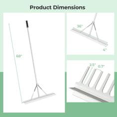 Costway Aluminijasta grablje 36" široka glava grablj 68" dolg ročaj