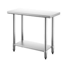 Costway Kuhinjska delovna miza 92x61x90 cm iz nerjavečega jekla z vmesno polico