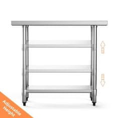 Costway Kuhinjska delovna miza 92x61x90 cm iz nerjavečega jekla z vmesno polico