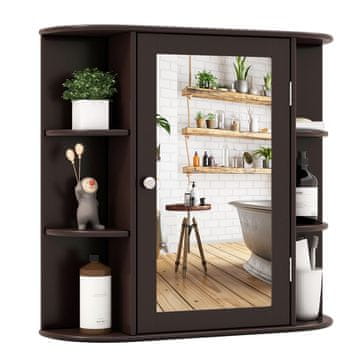 Costway Stenska omarica za shranjevanje 66x16,7x63 cm rjava