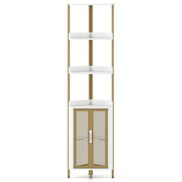 Costway 6-nivojska kotna polica 170 cm visoka z omarico, bela