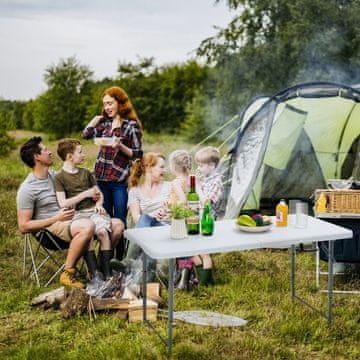 Costway Prenosna zložljiva kamping miza 120 cm s 3-nivojsko nastavitvijo višine, nosilnost 150 kg