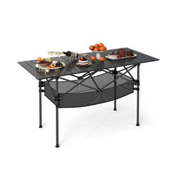Costway Zložljiva kamping miza z aluminijasto zvijalno površino, črna