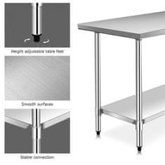Costway Kuhinjska delovna miza 122x61x90 cm iz nerjavečega jekla