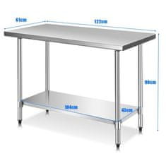 Costway Kuhinjska delovna miza 122x61x90 cm iz nerjavečega jekla