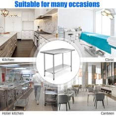 Costway Kuhinjska delovna miza 122x61x90 cm iz nerjavečega jekla
