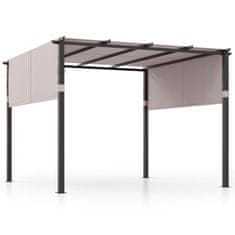 Costway Pergola z ravno streho 305x305 cm sivo z zložljivo streho in robustnim kovinskim ogrodjem