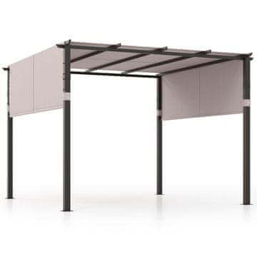 Costway Pergola z ravno streho 305x305 cm sivo z zložljivo streho in robustnim kovinskim ogrodjem