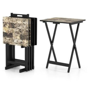Costway Set 4 zložljivih vrtnih miz 48x40x67 cm črne barve