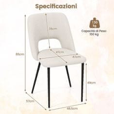 Costway Set 2 jedilnih stolov 48,5x57x85 cm bež