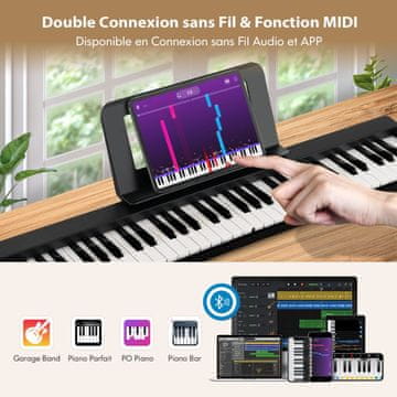 Costway Digitalno klavir 61 tipk Bluetooth stojalo za note pedal zložljiva torba
