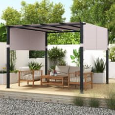 Costway Pergola z ravno streho 305x305 cm sivo z zložljivo streho in robustnim kovinskim ogrodjem