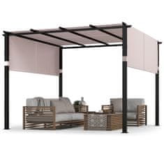 Costway Pergola z ravno streho 305x305 cm sivo z zložljivo streho in robustnim kovinskim ogrodjem