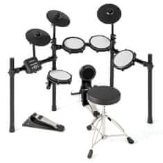 Costway Zložljivi bobni z mrežastimi blazinicami 21 cm, činelami 24,5 cm, 225 zvoki, 30 demo, metronom, USB MIDI, bas boben, 2 palici