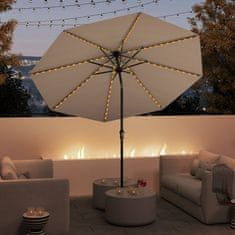 Costway Sončni senčnik za teraso 290 cm s 96 LED lučmi in 9 načini, kavna barva