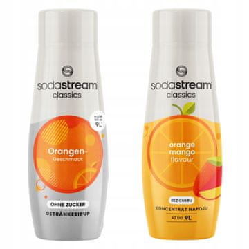 SodaStream Sirupa Orange Zero: pomaranča brez sladkorja + pomaranča in mango brez sladkorja