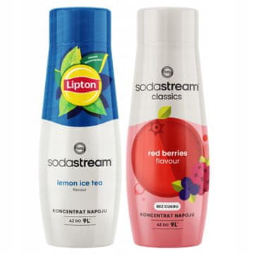 SodaStream 2 sirupa za vodo, ledeni čaj z limono in rdečimi jagodami ter gozdnimi sadeži