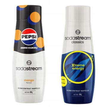 SodaStream Komplet dveh vodnih koncentratov. Pepsi MAX Mango + energijska pijača