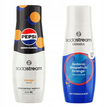 SodaStream Komplet dveh vodnih koncentratov. PepsiMAX Mango + Izotonični citrus