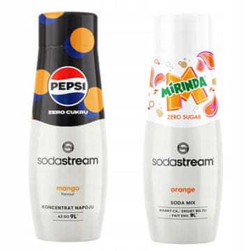 SodaStream Komplet dveh koncentratov. Pepsi MAX Mango + Mirinda Zero brez sladkorja