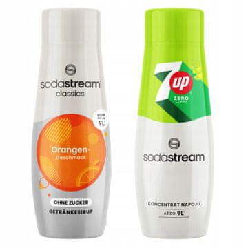 SodaStream Sirupi Orange Zero brez sladkorja, pomarančni koncentrat + 7UP ZERO
