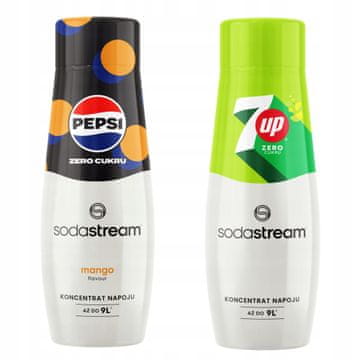 SodaStream Komplet dveh koncentratov sirupa . Pepsi MAX Mango Zero + 7Up gratis.