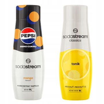 SodaStream Komplet dveh koncentratov in sirupov za vodo. Pepsi MAX Mango + Tonic