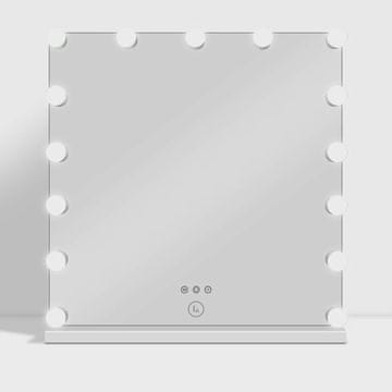 Northix Lux Vanity LV-2669: 15 zatemnljivih LED žarnic, kvadratno hollywoodsko ogledalo za toaletni stolček - 100 x 100 cm